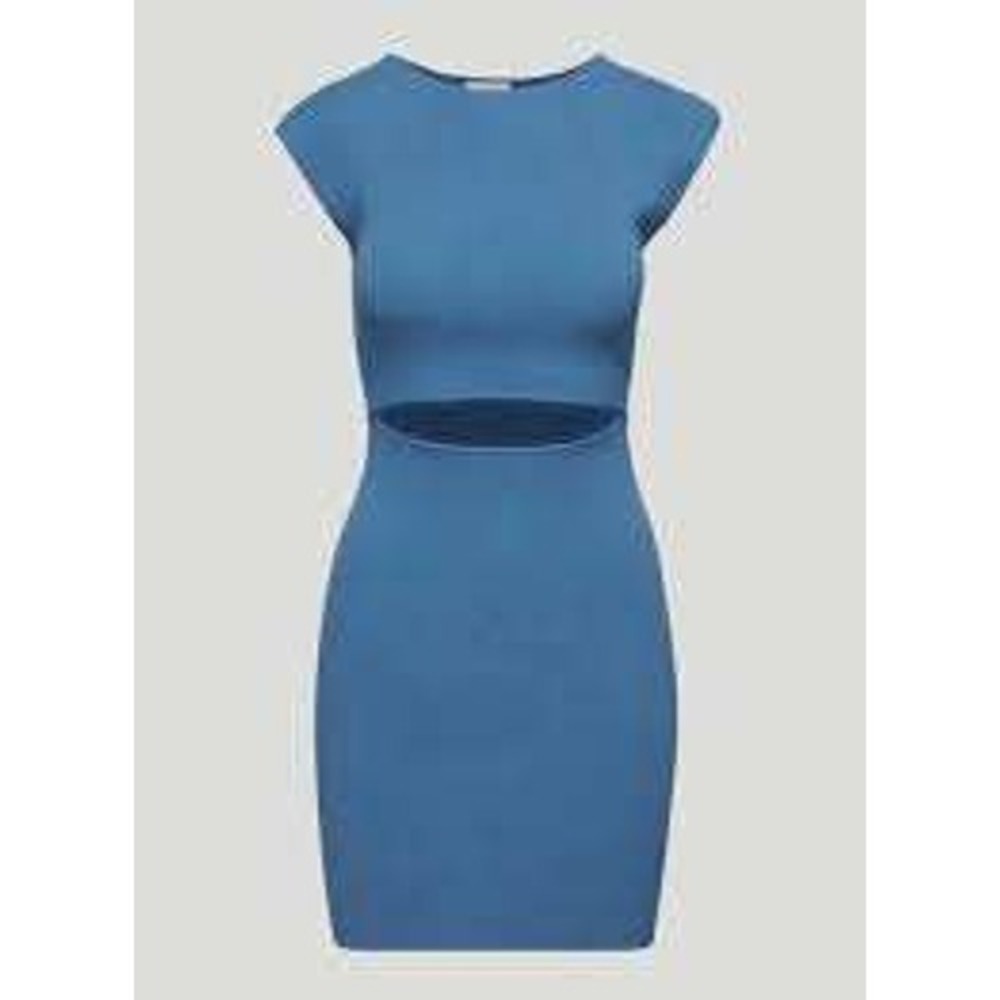 Wilfred Free Aritzia Blue Ribbed Cutout Midi Dress Womens S Bodycon‎